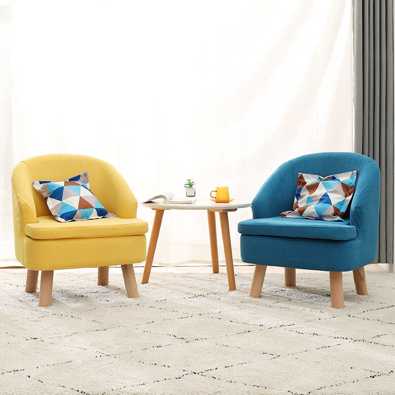 Contemporary Scandinavian Wood Frame Cotton Linen Fabric Sponge Curved Sofa Backrest Armrest For Living Room