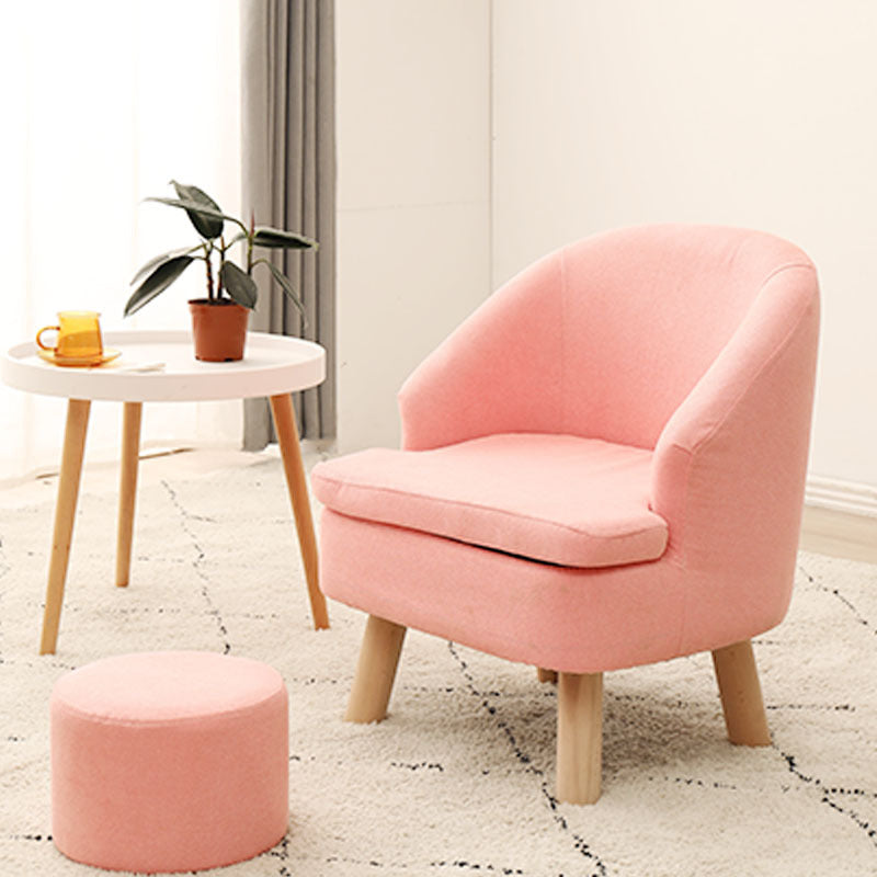 Contemporary Scandinavian Wood Frame Cotton Linen Fabric Sponge Curved Sofa Backrest Armrest For Living Room