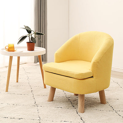 Contemporary Scandinavian Wood Frame Cotton Linen Fabric Sponge Curved Sofa Backrest Armrest For Living Room