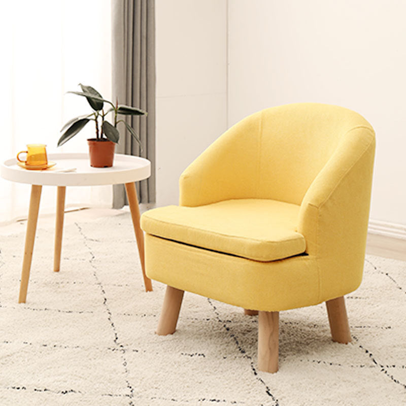 Contemporary Scandinavian Wood Frame Cotton Linen Fabric Sponge Curved Sofa Backrest Armrest For Living Room