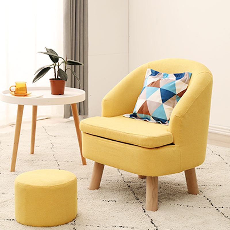 Contemporary Scandinavian Wood Frame Cotton Linen Fabric Sponge Curved Sofa Backrest Armrest For Living Room