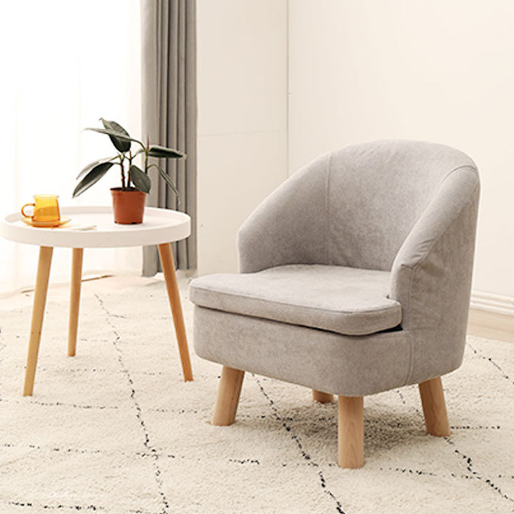 Contemporary Scandinavian Pine Wood Rubberwood Cotton Linen Sponge Curved Sofa Backrest Armrest For Living Room
