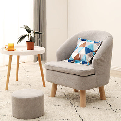 Contemporary Scandinavian Wood Frame Cotton Linen Fabric Sponge Curved Sofa Backrest Armrest For Living Room