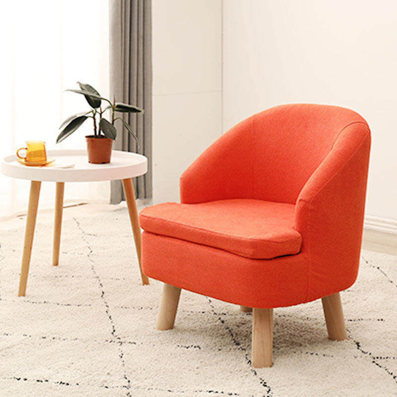 Contemporary Scandinavian Wood Frame Cotton Linen Fabric Sponge Curved Sofa Backrest Armrest For Living Room