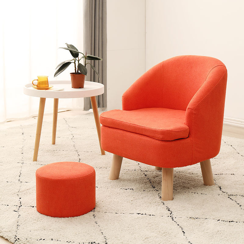 Contemporary Scandinavian Wood Frame Cotton Linen Fabric Sponge Curved Sofa Backrest Armrest For Living Room