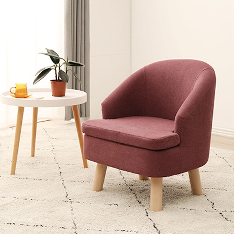 Contemporary Scandinavian Wood Frame Cotton Linen Fabric Sponge Curved Sofa Backrest Armrest For Living Room