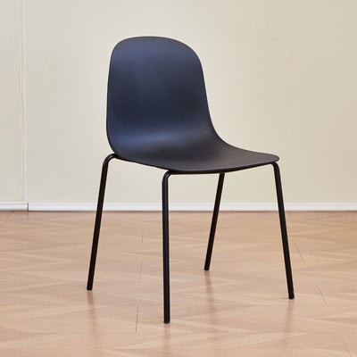 Modern Minimalist PP Plastic Iron Frame Curved Dining Chair Backrest Armless For Dining Room