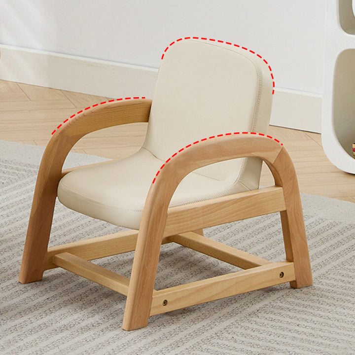 Chaise d'appoint contemporaine scandinave pour enfants, structure en hêtre, revêtement en cuir PU, mousse, dossier incurvé, hauteur réglable, accoudoirs, pour salon 