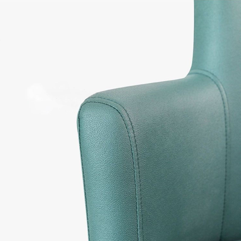 Modern Minimalist Faux Leather Sponge Wood Frame Curved Accent Chair Backrest Armrest For Living Room