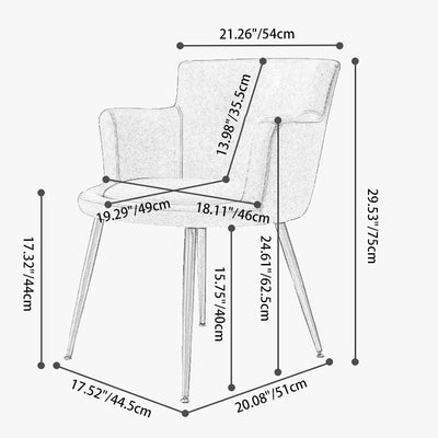 Modern Minimalist Faux Leather Sponge Wood Frame Curved Accent Chair Backrest Armrest For Living Room
