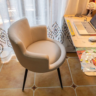 Modern Minimalist Faux Leather Sponge Wood Frame Curved Accent Chair Backrest Armrest For Living Room