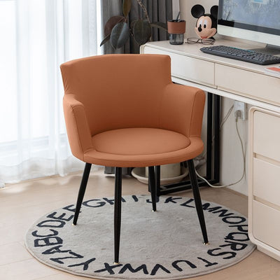 Modern Minimalist Faux Leather Sponge Wood Frame Curved Accent Chair Backrest Armrest For Living Room