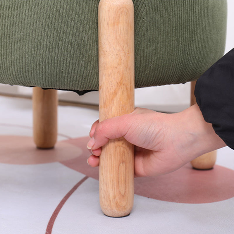 Contemporary Simplicity Corduroy Sponge Round Wood Frame Low Stool Backless Armless For Living Room