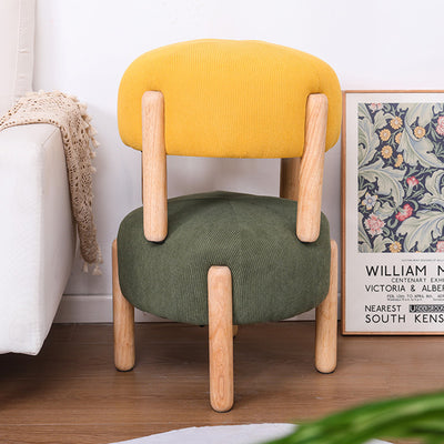 Contemporary Simplicity Corduroy Sponge Round Wood Frame Low Stool Backless Armless For Living Room