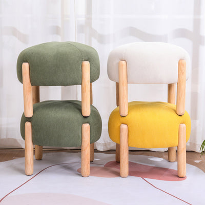 Contemporary Simplicity Corduroy Sponge Round Wood Frame Low Stool Backless Armless For Living Room