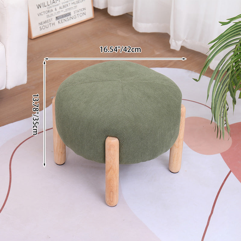 Contemporary Simplicity Corduroy Sponge Round Wood Frame Low Stool Backless Armless For Living Room