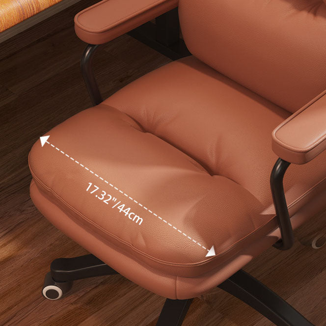 Modern Minimalist PU Leather Nylon Mid-Back Height Adjustable Desk Chair Backrest Armrest For Home Office