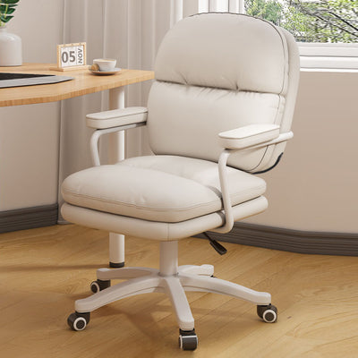 Modern Minimalist PU Leather Nylon Mid-Back Height Adjustable Desk Chair Backrest Armrest For Home Office