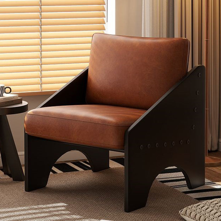 Modern Mid-century Cotton Linen Fabric Oil Wax Leather Plywood Sponge Rectangular Sofa Backrest Armrest For Living Room