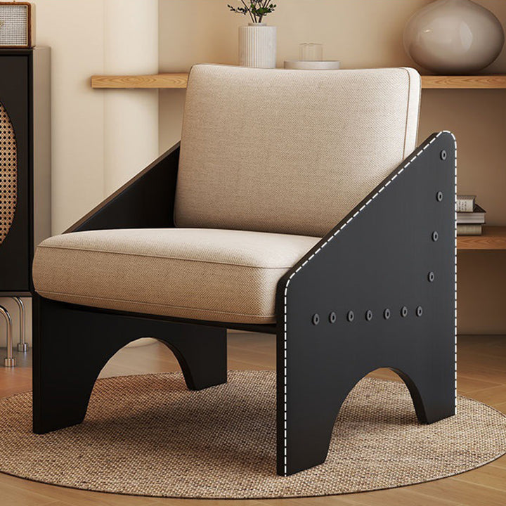 Modern Mid-century Cotton Linen Fabric Oil Wax Leather Plywood Sponge Rectangular Sofa Backrest Armrest For Living Room