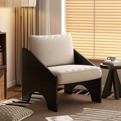 Modern Mid-century Cotton Linen Fabric Oil Wax Leather Solid Pine Wood Board Frame Sponge Rectangular Sofa Backrest Armrest For Living Room