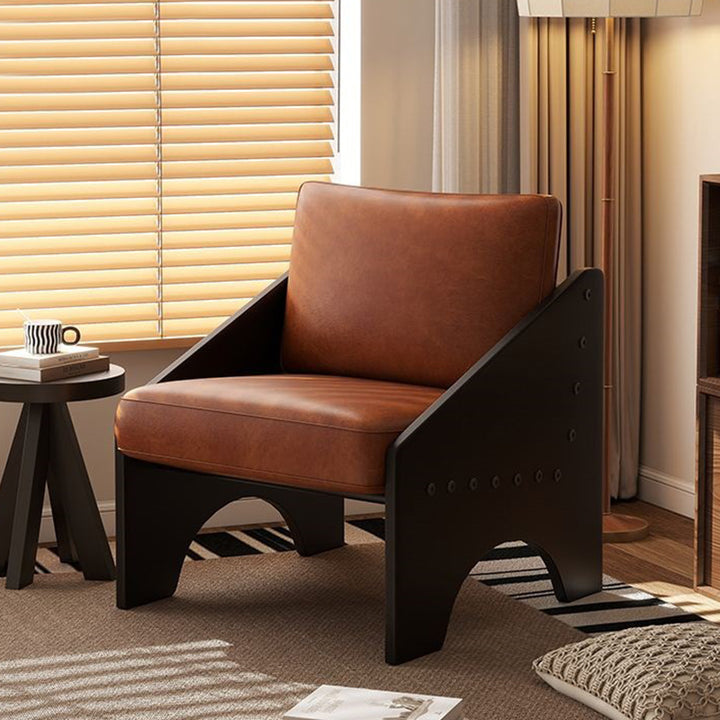 Modern Mid-century Cotton Linen Fabric Oil Wax Leather Plywood Sponge Rectangular Sofa Backrest Armrest For Living Room