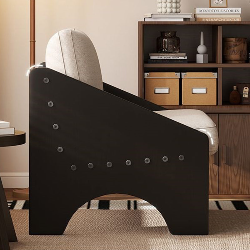 Modern Mid-century Cotton Linen Fabric Oil Wax Leather Plywood Sponge Rectangular Sofa Backrest Armrest For Living Room
