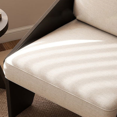 Modern Mid-century Cotton Linen Fabric Oil Wax Leather Solid Pine Wood Board Frame Sponge Rectangular Sofa Backrest Armrest For Living Room