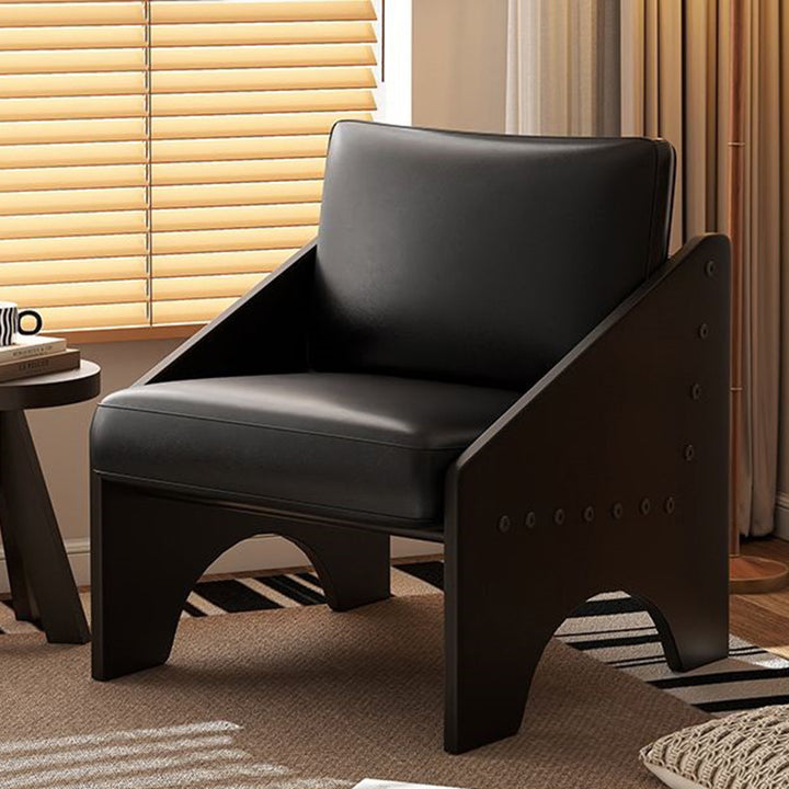 Modern Mid-century Cotton Linen Fabric Oil Wax Leather Plywood Sponge Rectangular Sofa Backrest Armrest For Living Room
