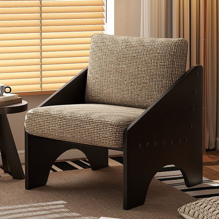 Modern Mid-century Cotton Linen Fabric Oil Wax Leather Plywood Sponge Rectangular Sofa Backrest Armrest For Living Room