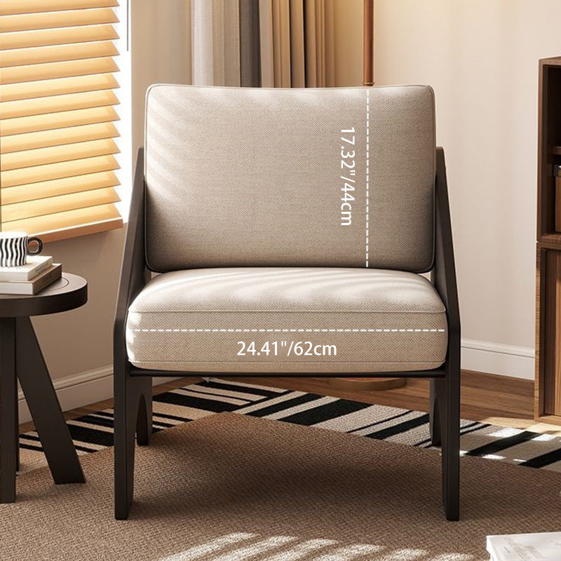 Modern Mid-century Cotton Linen Fabric Oil Wax Leather Solid Pine Wood Board Frame Sponge Rectangular Sofa Backrest Armrest For Living Room