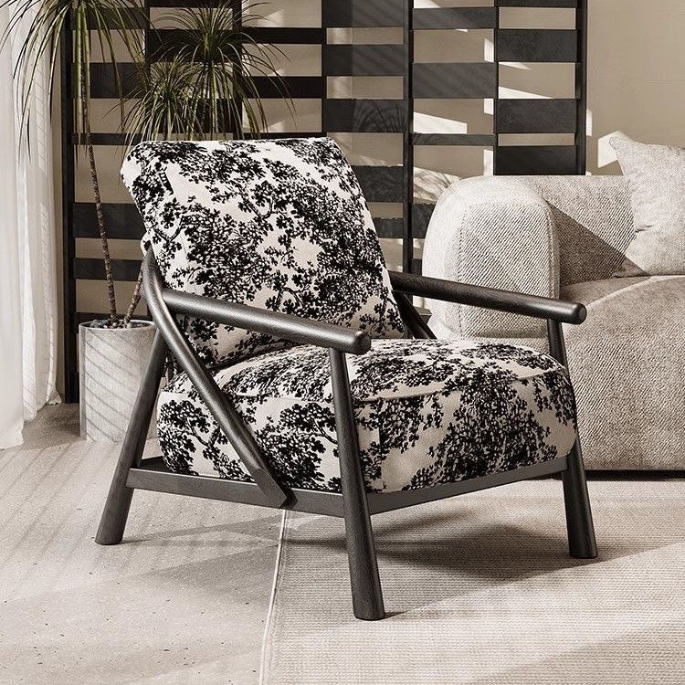 Traditionelles Vintage-Baumwoll-Leinengewebe Kohlenstoffstahlrahmen Schwamm Gebogene Sofa-Rückenlehne Armlehne Für Wohnzimmer 