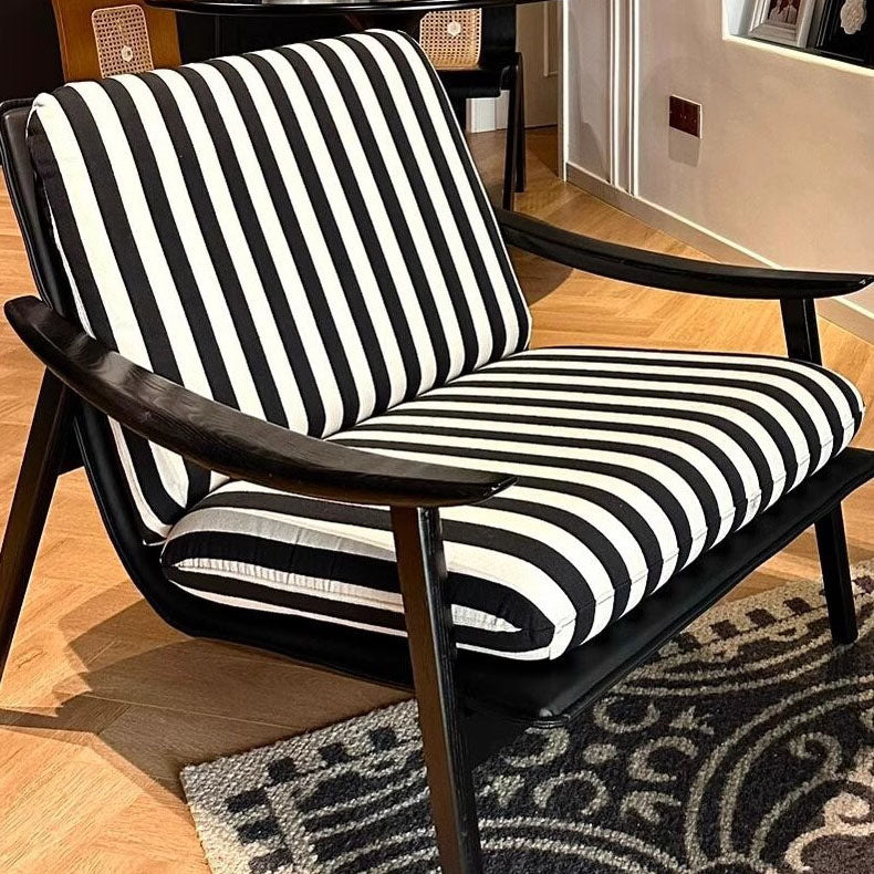 Contemporary Industrial Fabric Velvet Sponge Rubberwood Frame Curved Accent Chair Backrest Armrest For Living Room