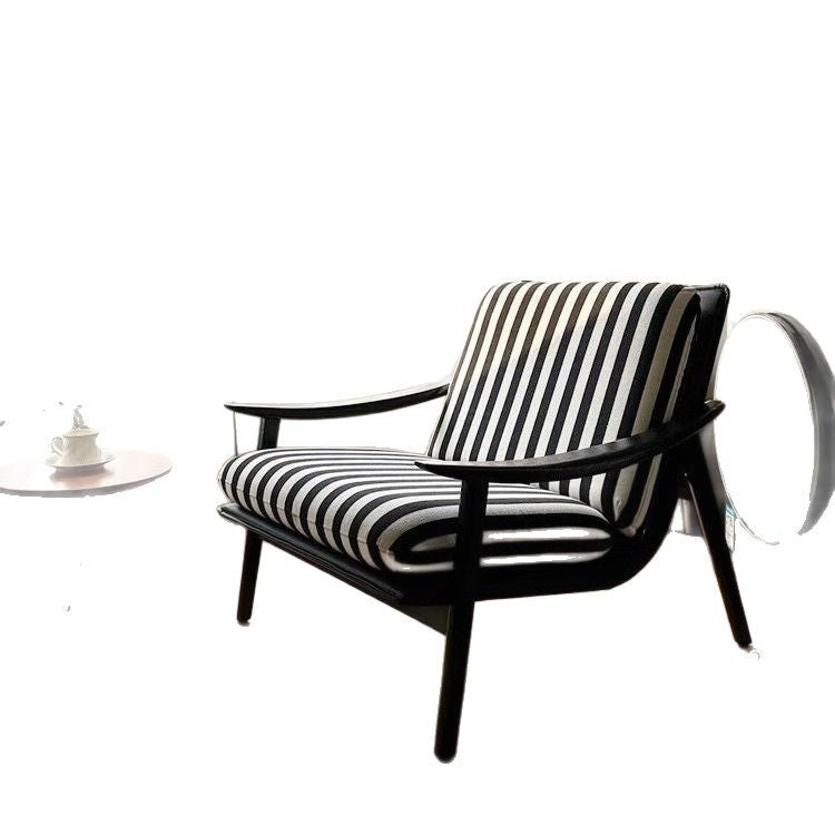 Contemporary Industrial Fabric Velvet Sponge Rubberwood Frame Curved Accent Chair Backrest Armrest For Living Room