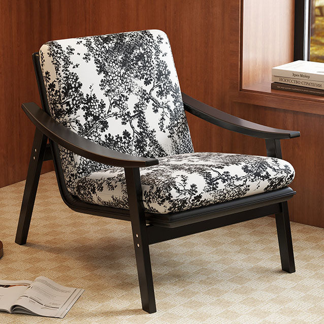 Contemporary Industrial Fabric Velvet Sponge Rubberwood Frame Curved Accent Chair Backrest Armrest For Living Room