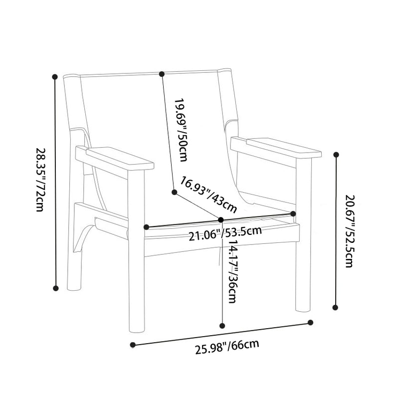 Modern Mid-century Saddle Leather Ash Wood Rectangular Accent Chair Backrest Armrest For Living Room