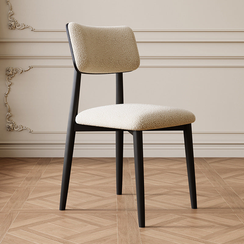 Traditional Vintage Faux Leather Rubberwood Sponge Curve Dining Chair Backrest Armless For Dining Room