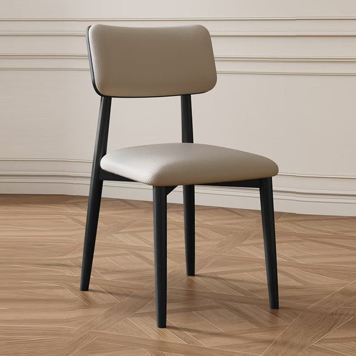 Traditional Vintage Faux Leather Rubberwood Sponge Curve Dining Chair Backrest Armless For Dining Room
