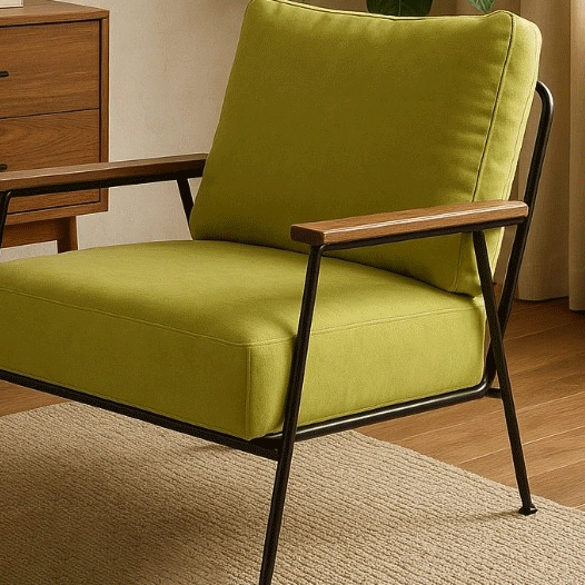Modern Minimalist Velvet Sponge Iron Curved Accent Chair Backrest Armrest For Living Room