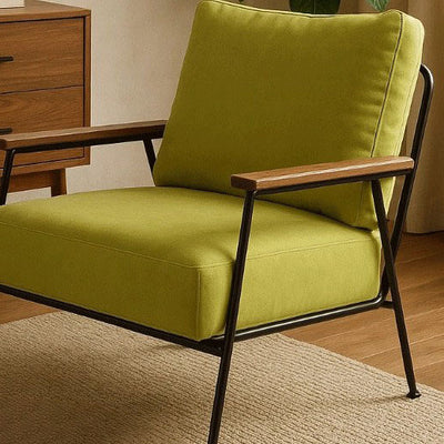 Modern Minimalist Velvet Sponge Iron Curved Accent Chair Backrest Armrest For Living Room