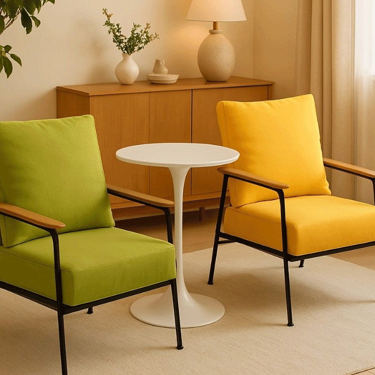 Modern Minimalist Velvet Sponge Iron Curved Accent Chair Backrest Armrest For Living Room