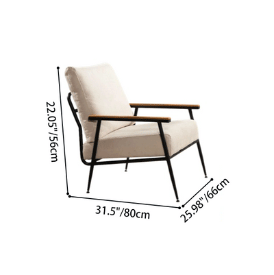 Modern Minimalist Velvet Sponge Iron Curved Accent Chair Backrest Armrest For Living Room