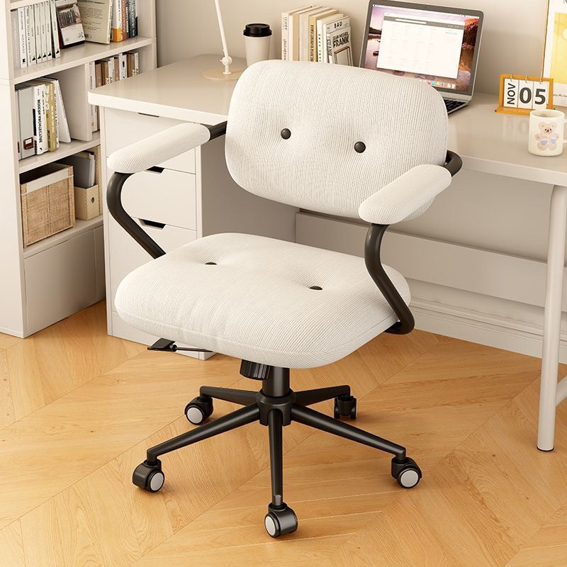 Modern Minimalist Corduroy Iron Mid-Back Height Adjustable Desk Chair ...