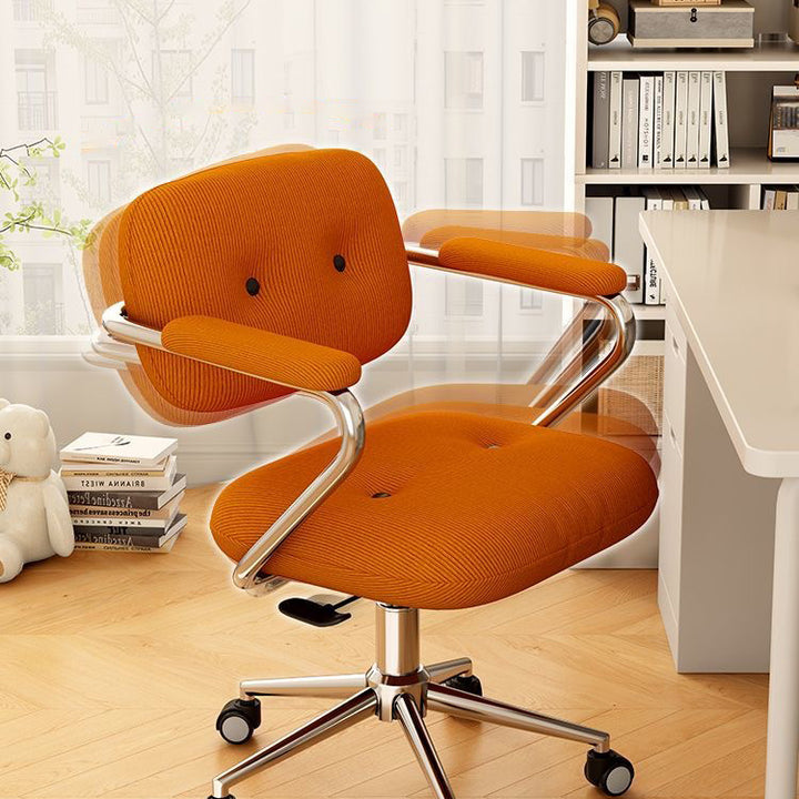 Modern Minimalist Corduroy Iron Mid-Back Height Adjustable Desk Chair Backrest Armrest For Home Office