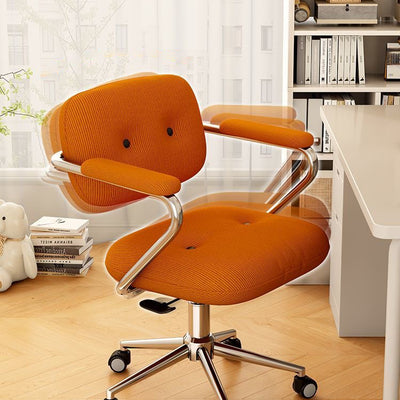 Modern Minimalist Corduroy Iron Mid-Back Height Adjustable Desk Chair Backrest Armrest For Home Office
