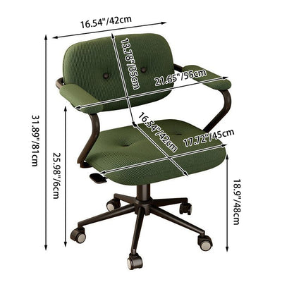 Modern Minimalist Corduroy Iron Mid-Back Height Adjustable Desk Chair Backrest Armrest For Home Office