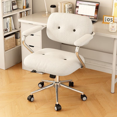 Modern Minimalist Corduroy Iron Mid-Back Height Adjustable Desk Chair Backrest Armrest For Home Office