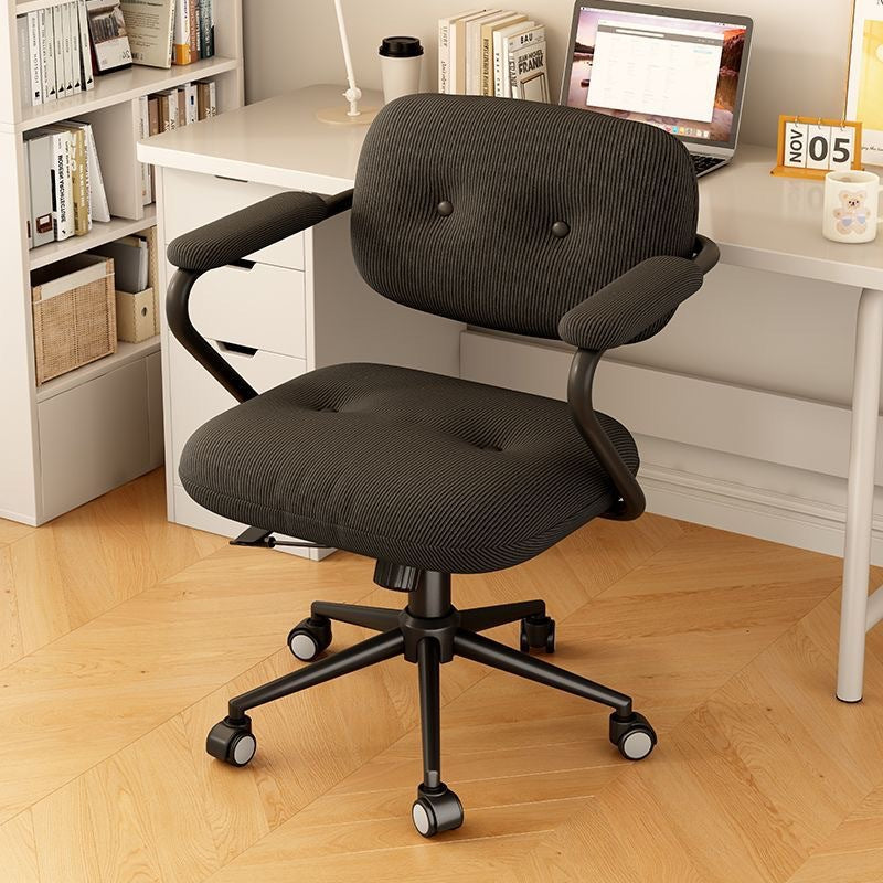 Modern Minimalist Corduroy Iron Mid-Back Height Adjustable Desk Chair Backrest Armrest For Home Office