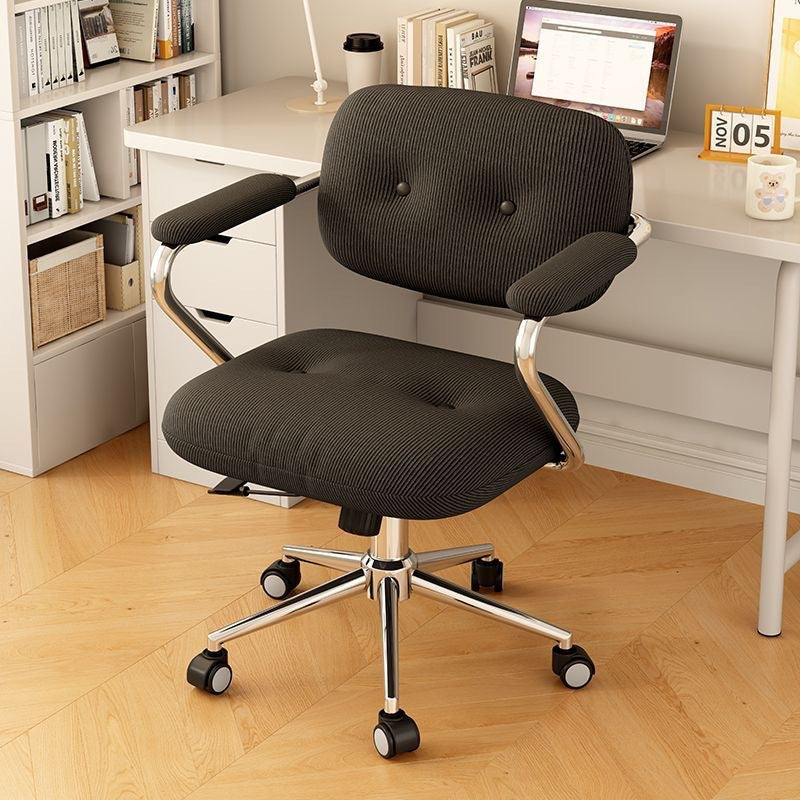 Modern Minimalist Corduroy Iron Mid-Back Height Adjustable Desk Chair Backrest Armrest For Home Office