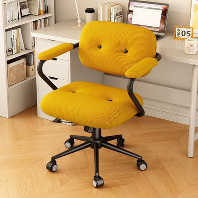 Modern Minimalist Corduroy Iron Mid-Back Height Adjustable Desk Chair Backrest Armrest For Home Office